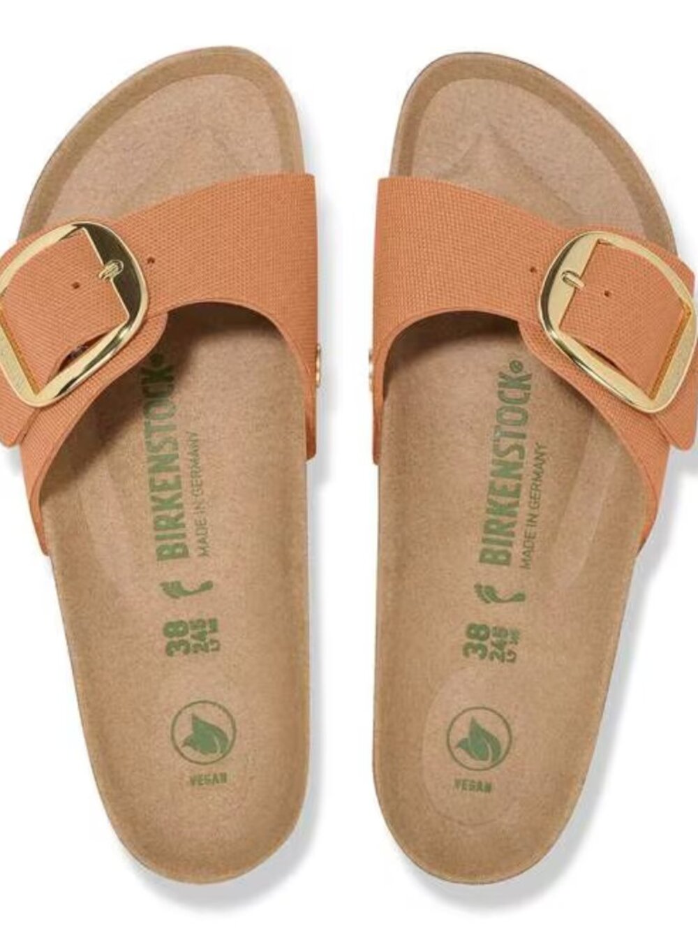 NWOB Birkenstock Women's Sandals Madrid Buckle Rivet Logo Vegan Canvas Papaya 8